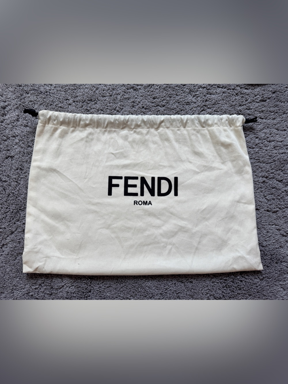 Fendi Cream Drawstring Dust Bag with Black Logo